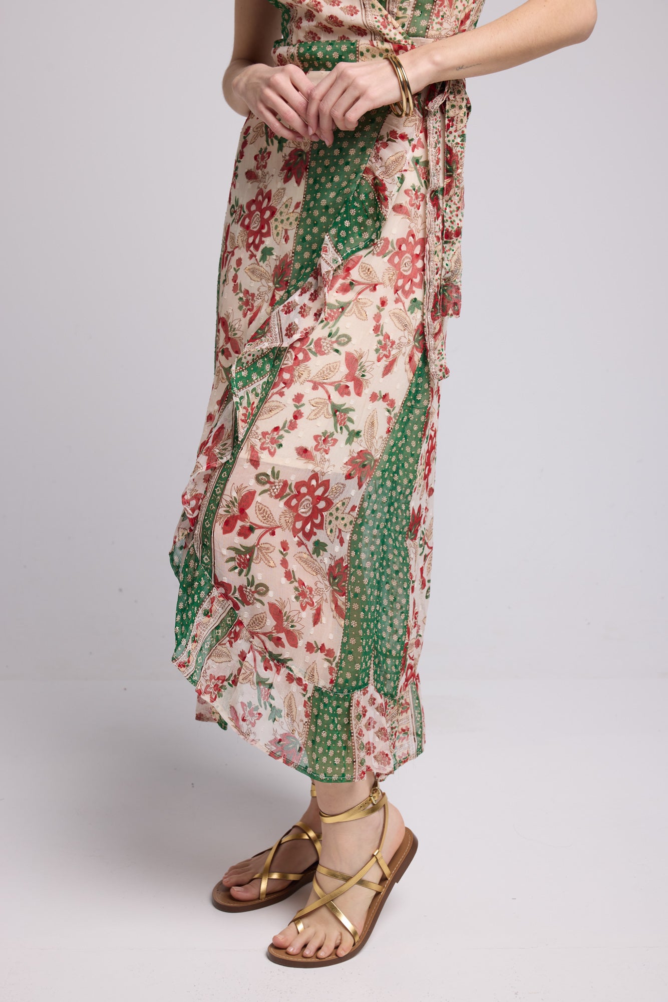 ROBE LILOU LONG GREEN PRINT