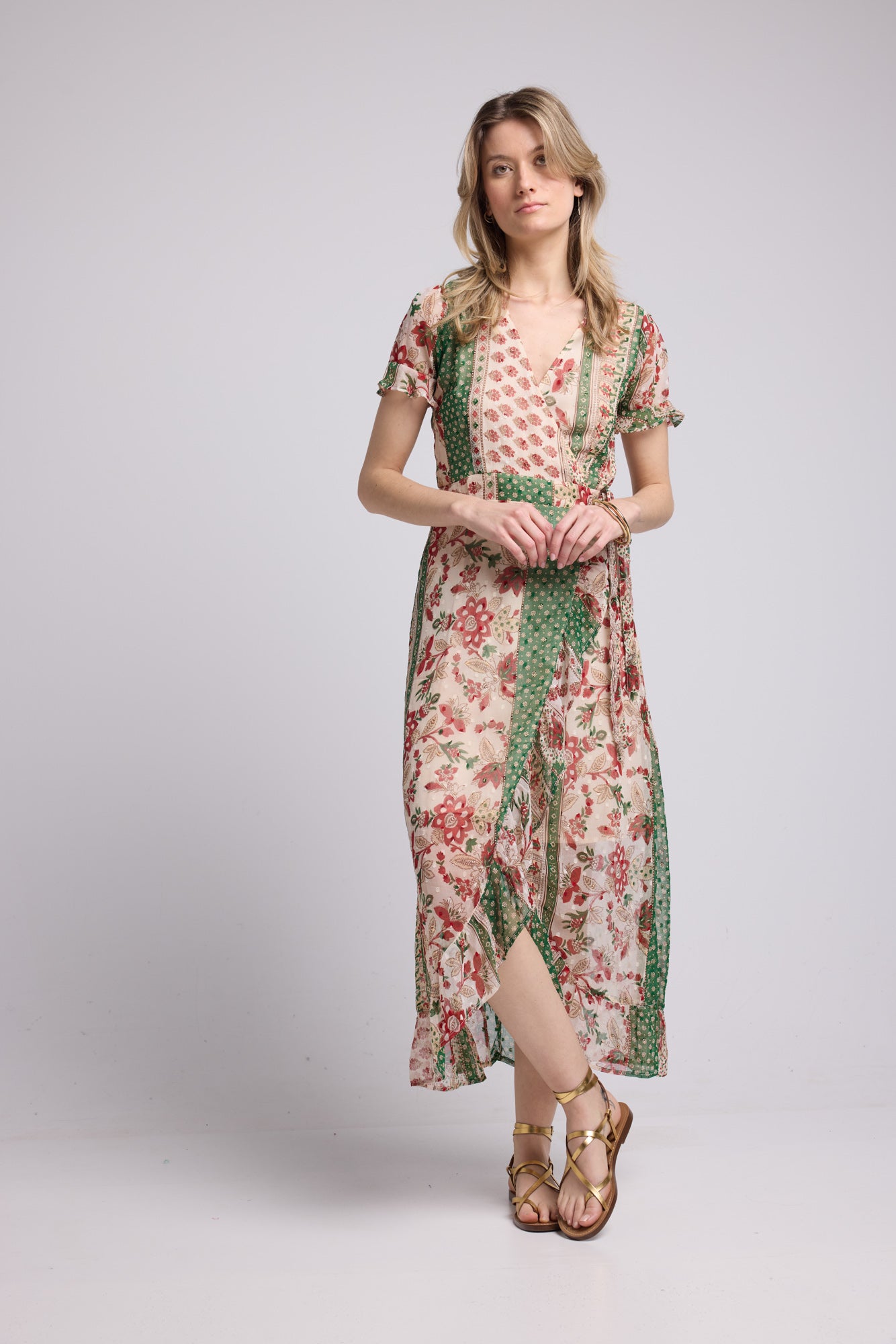 ROBE LILOU LONG GREEN PRINT
