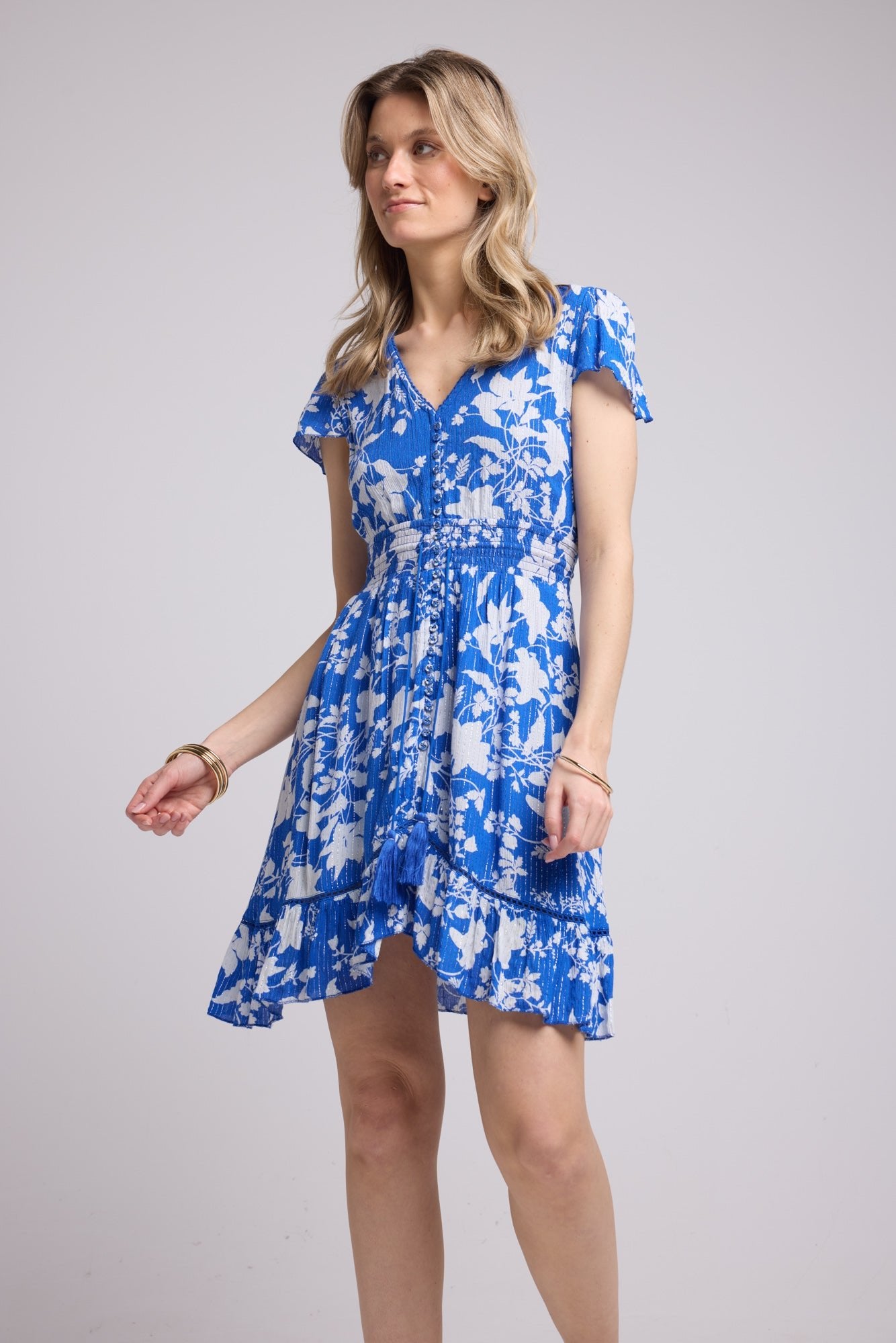 ROBE LORY SHORT/P816 BLUE GROSSES FLEURS BLEU