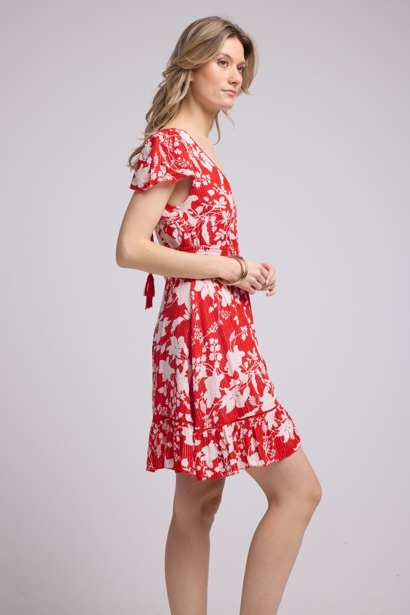 ROBE LORY SHORT/P816 GROSSES FLEURS ROUGE