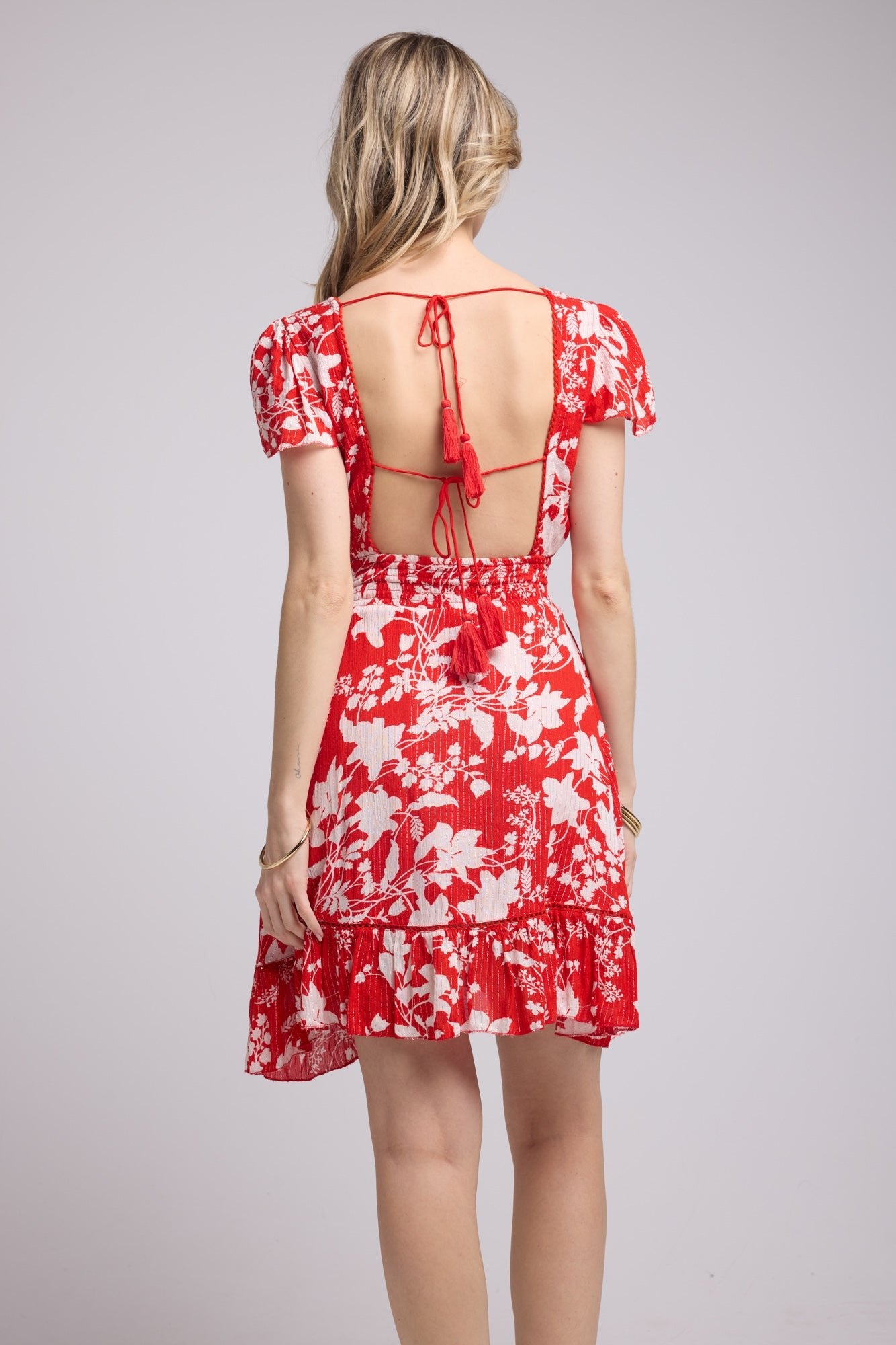 ROBE LORY SHORT/P816 GROSSES FLEURS ROUGE