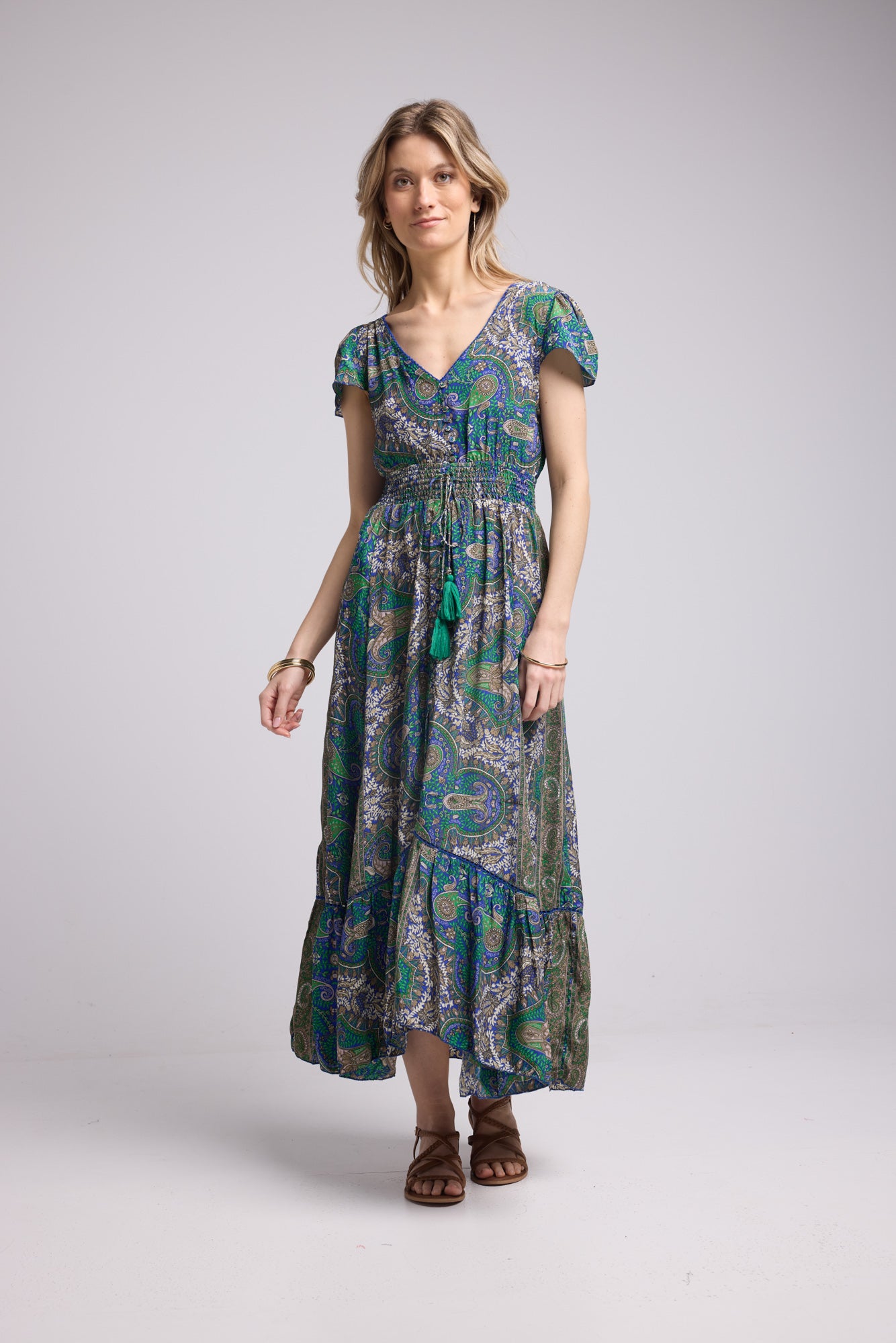 MILA DRESS/BANDANA GREEN BLUE 3000