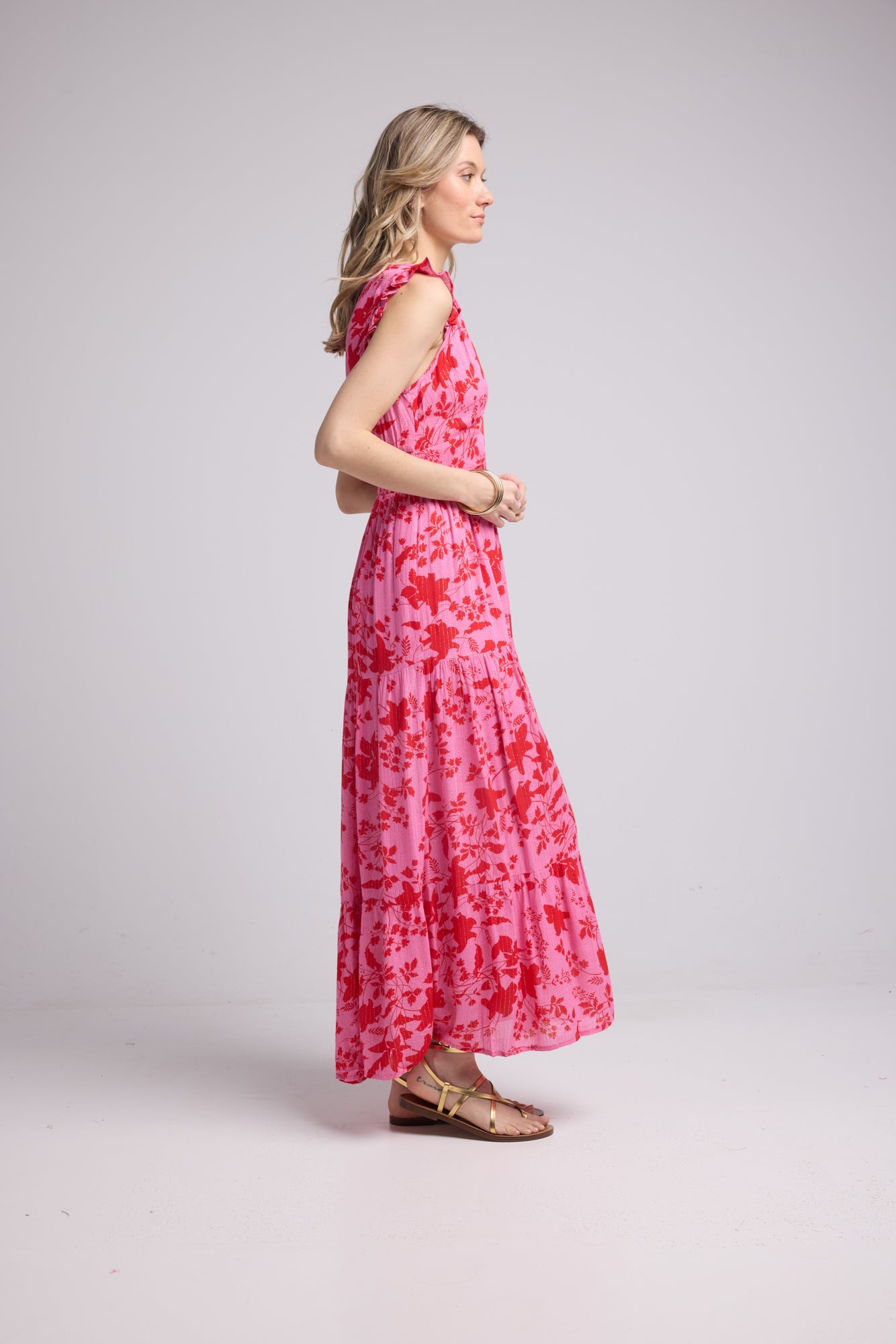 ROBE PENNY LONG/PINK RED P821
