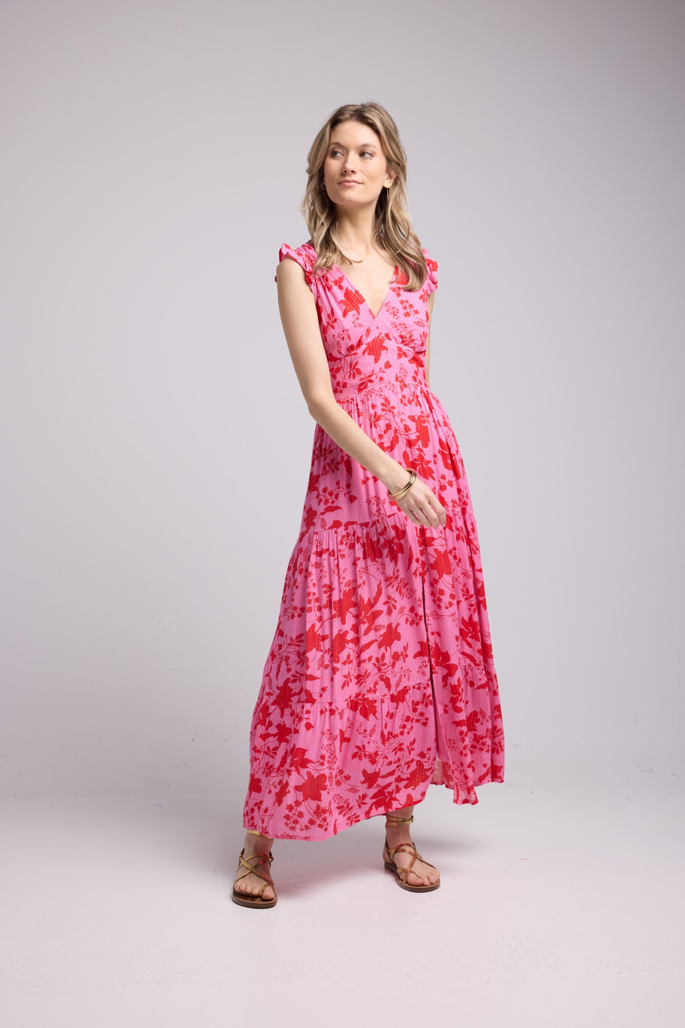 ROBE PENNY LONG/PINK RED P821