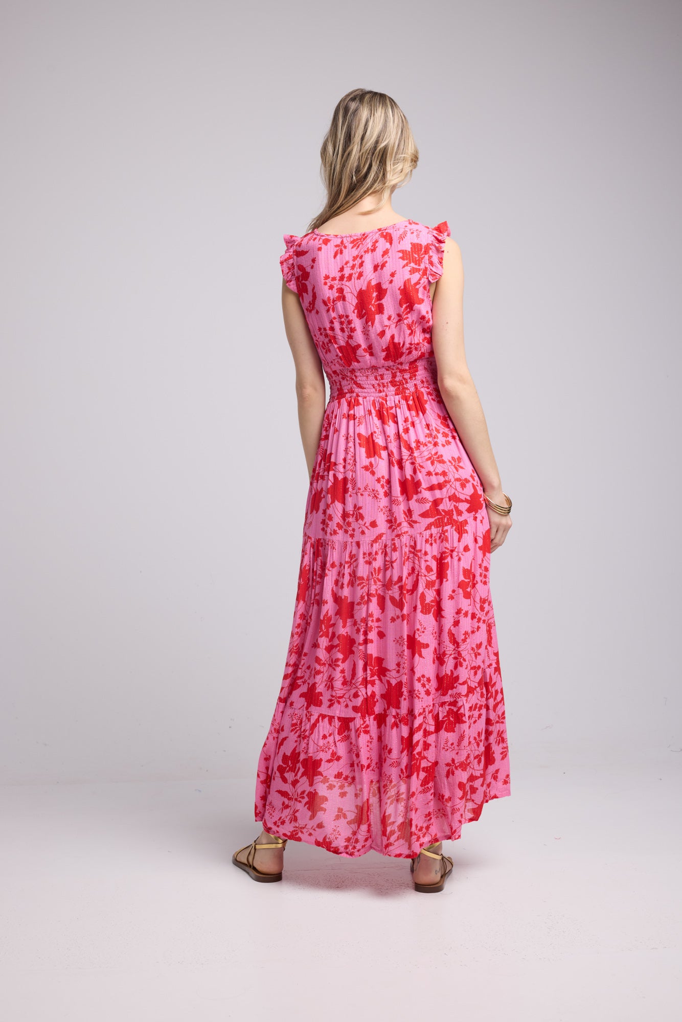 ROBE PENNY LONG/PINK RED P821