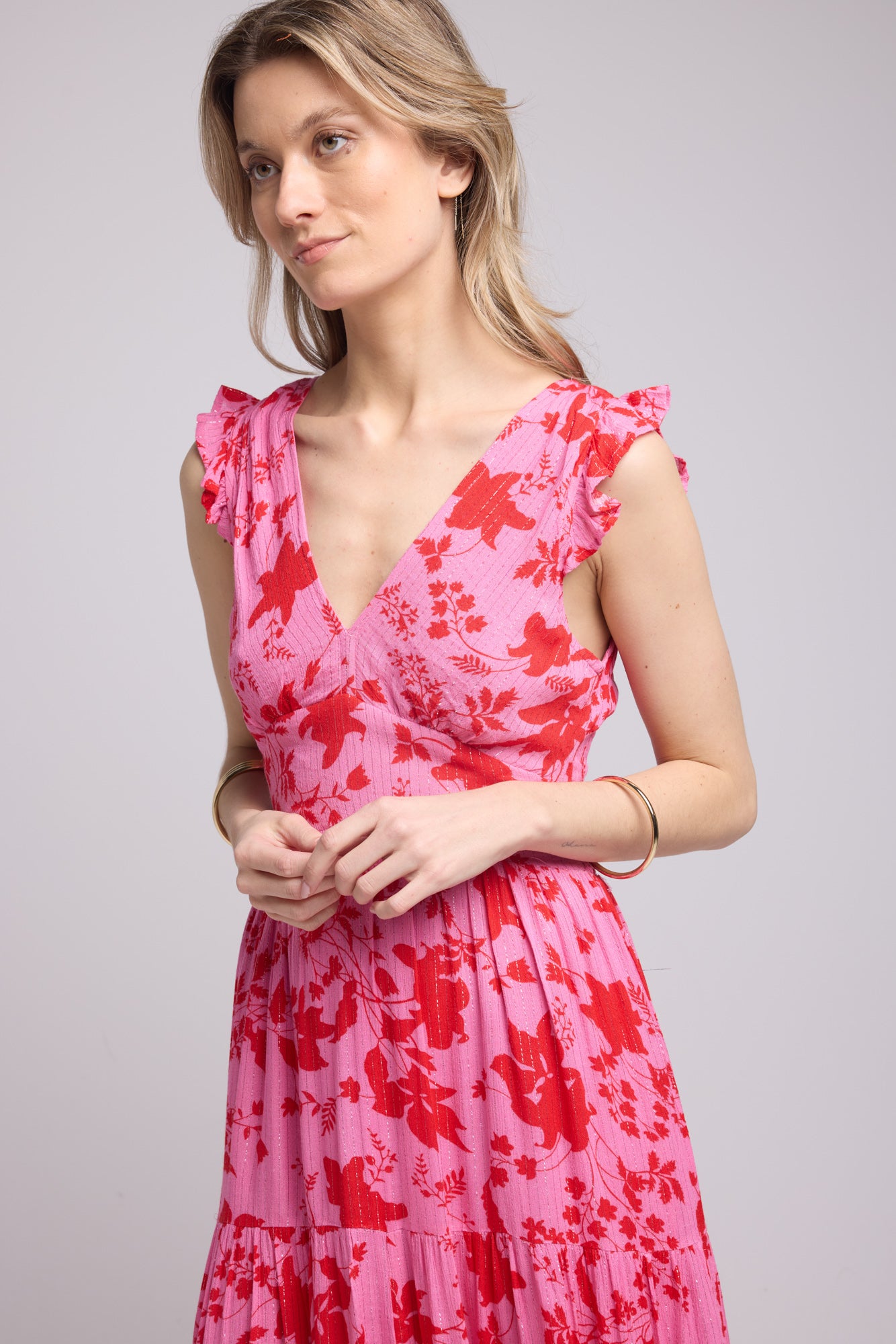 ROBE PENNY LONG/PINK RED P821