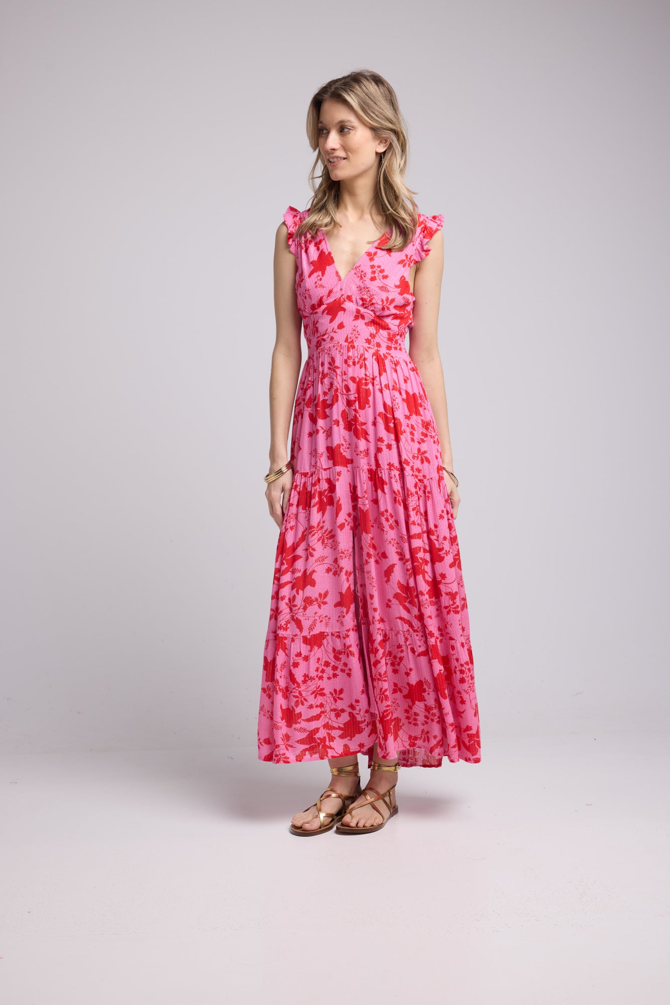 ROBE PENNY LONG/PINK RED P821