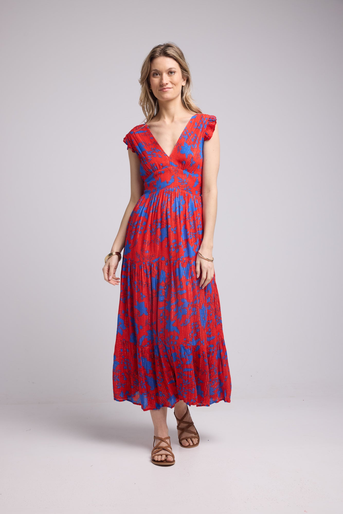 PENNY LONG DRESS/RED BLUE P821