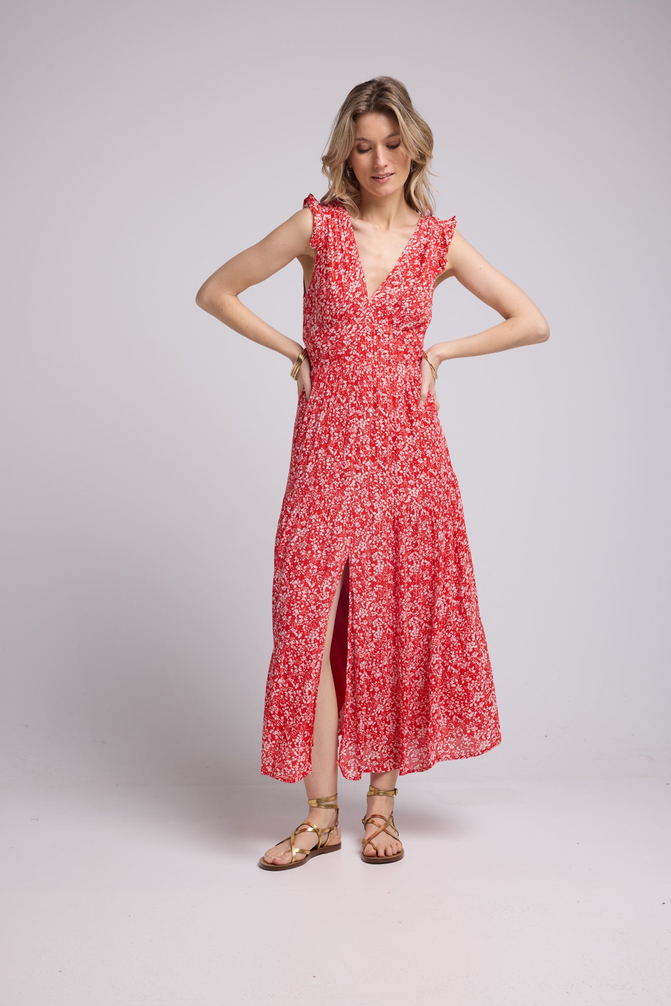 PENNY DRESS LONG/RED RED P815
