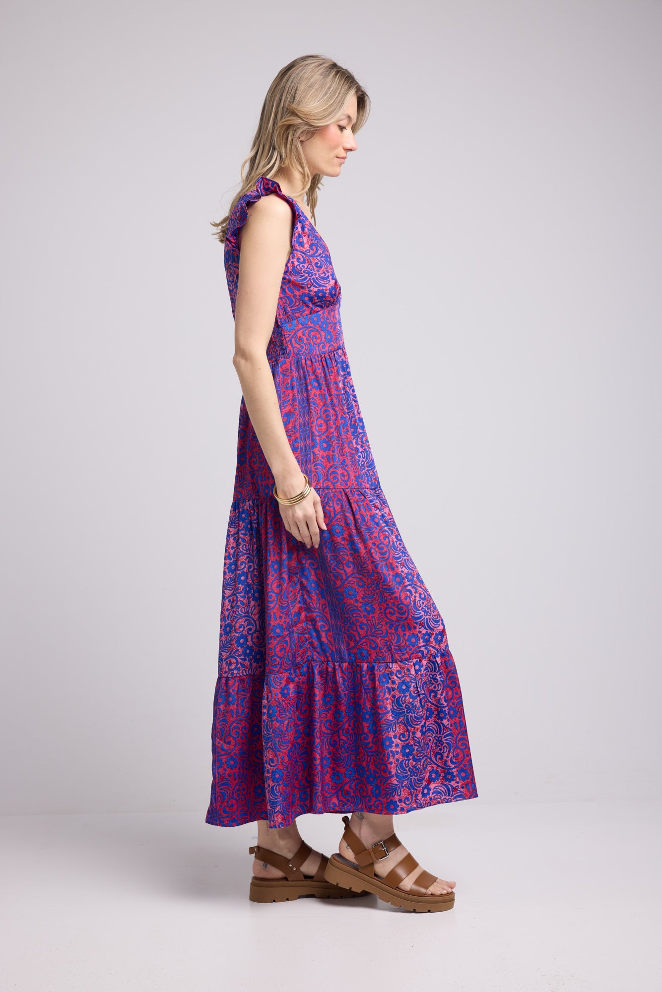 ROBE SANDY LONG FUSHIA BLUE P3003
