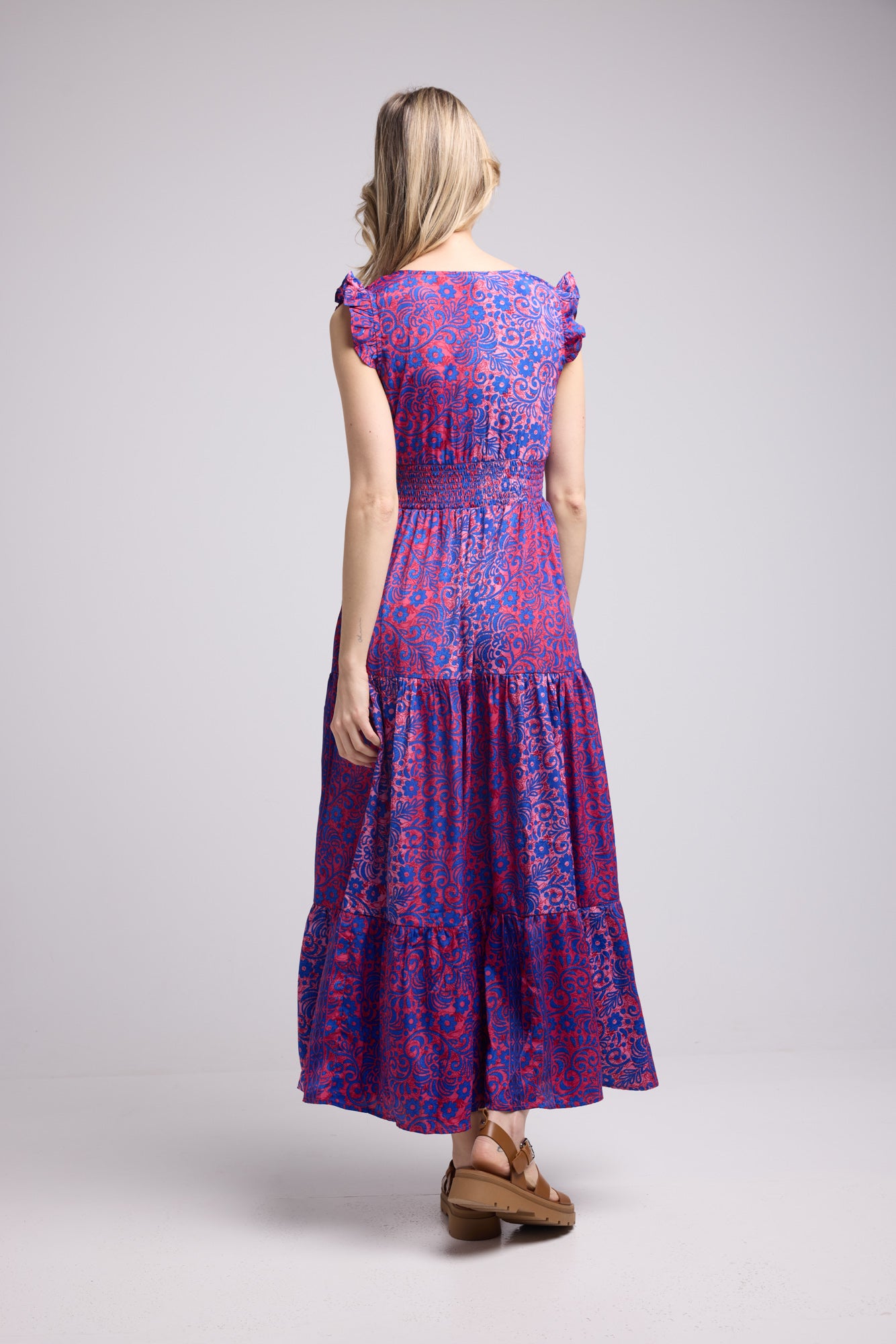 ROBE SANDY LONG FUSHIA BLUE P3003
