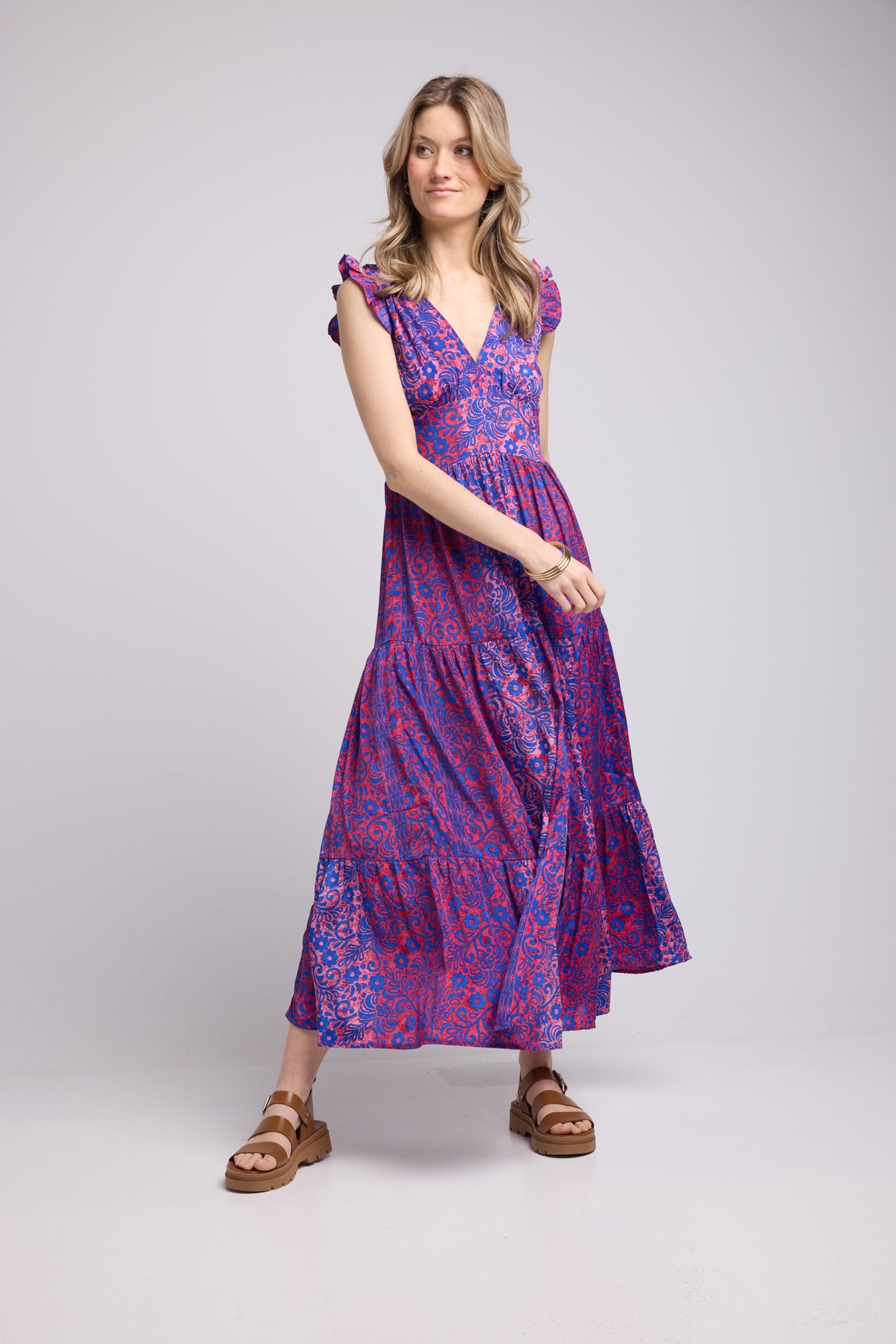 ROBE SANDY LONG FUSHIA BLUE P3003
