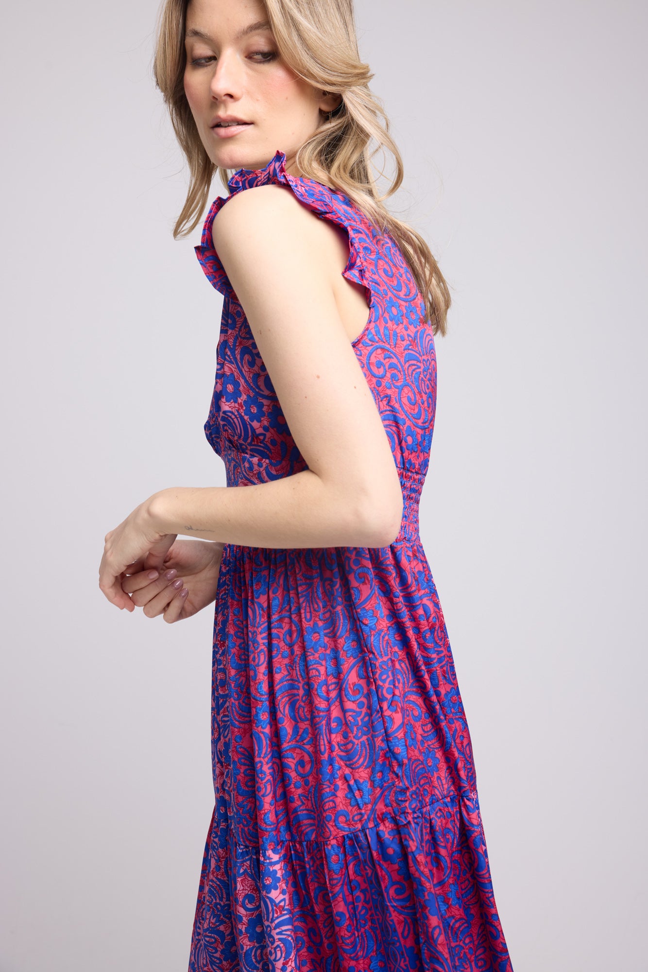 ROBE SANDY LONG FUSHIA BLUE P3003