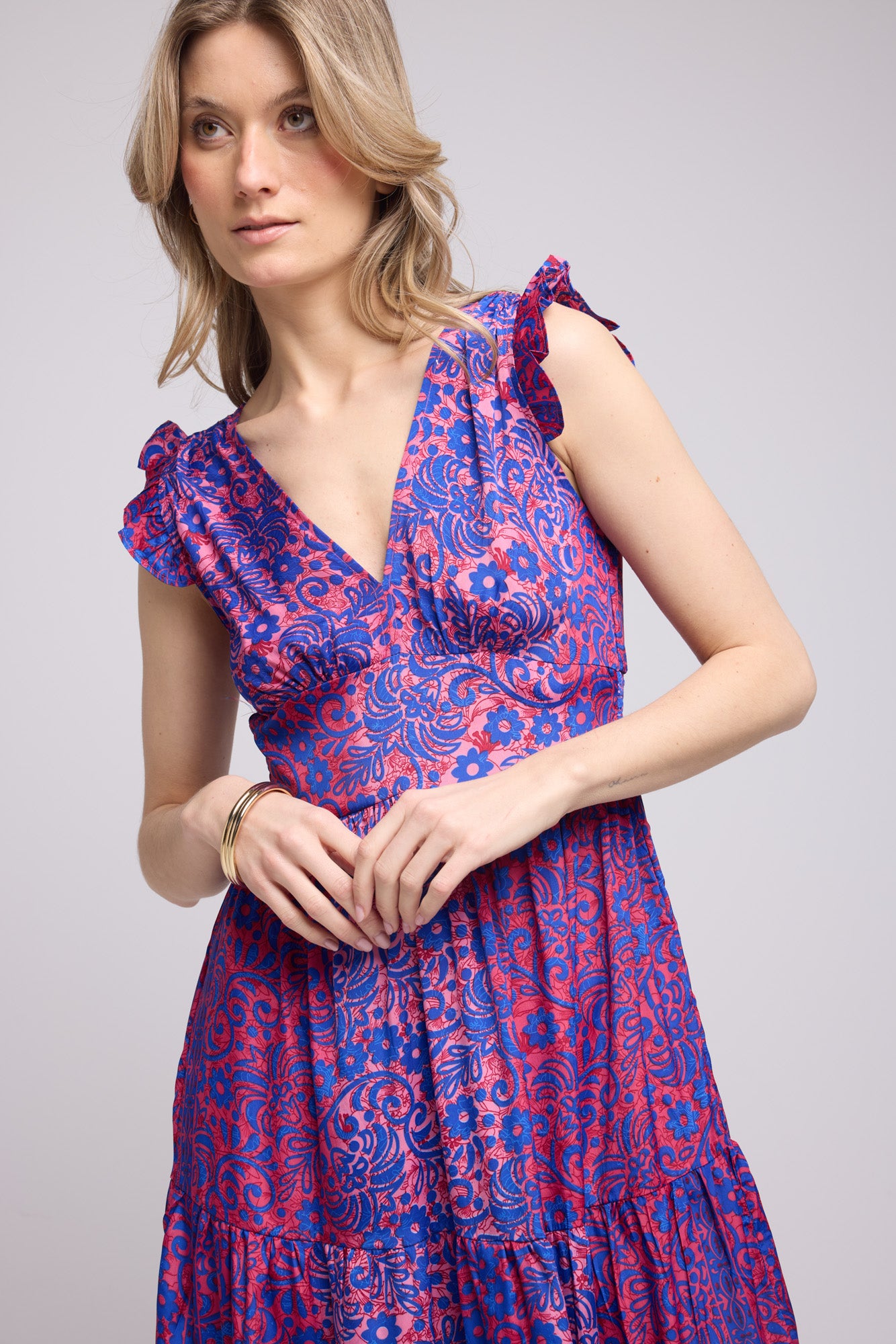 ROBE SANDY LONG FUSHIA BLUE P3003
