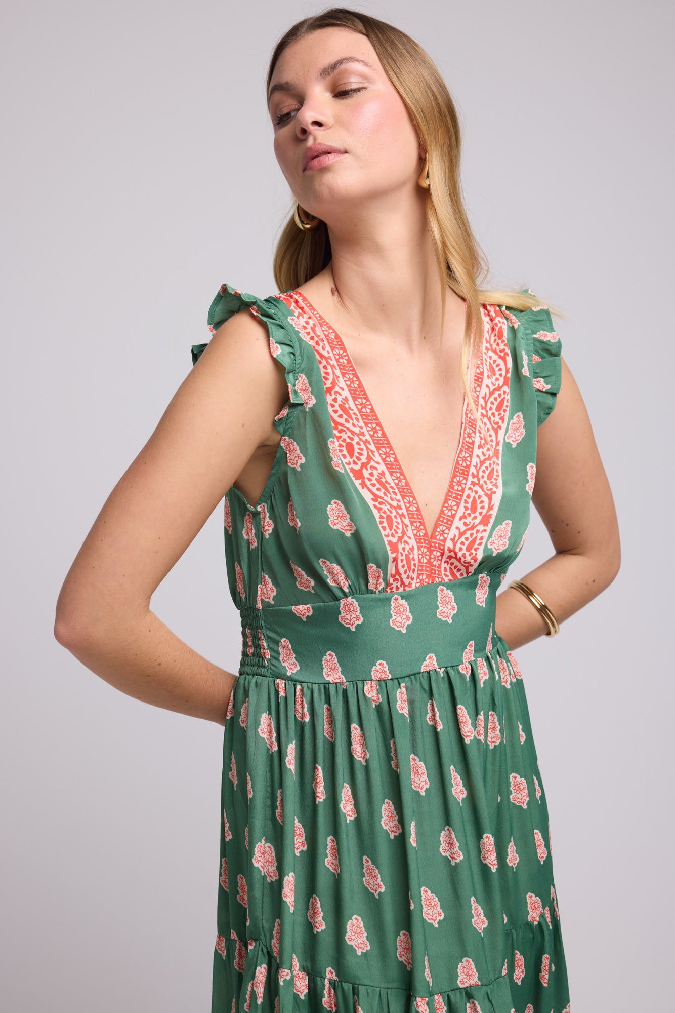 ROBE SANDY LONG GREEN P5003