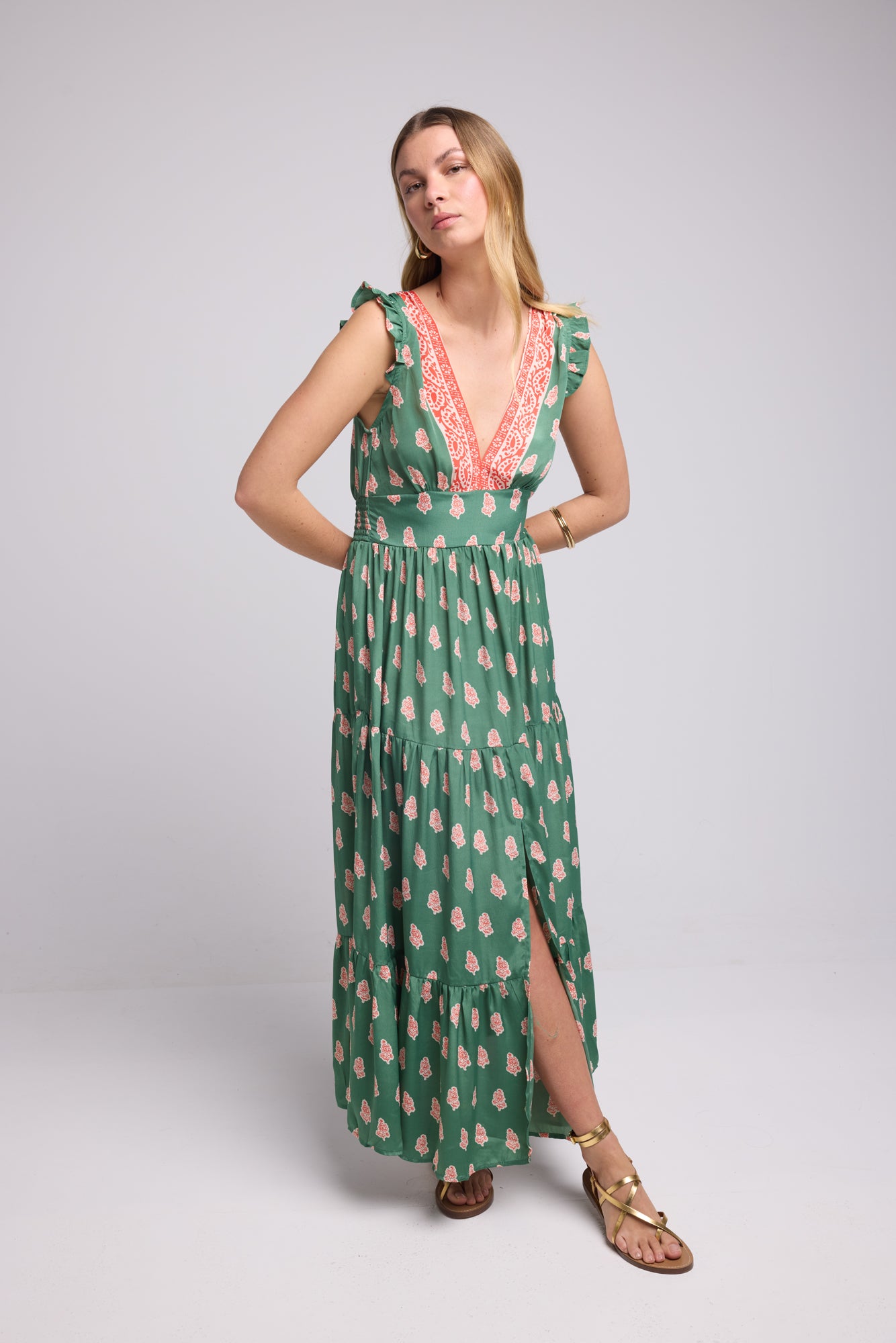 ROBE SANDY LONG GREEN P5003